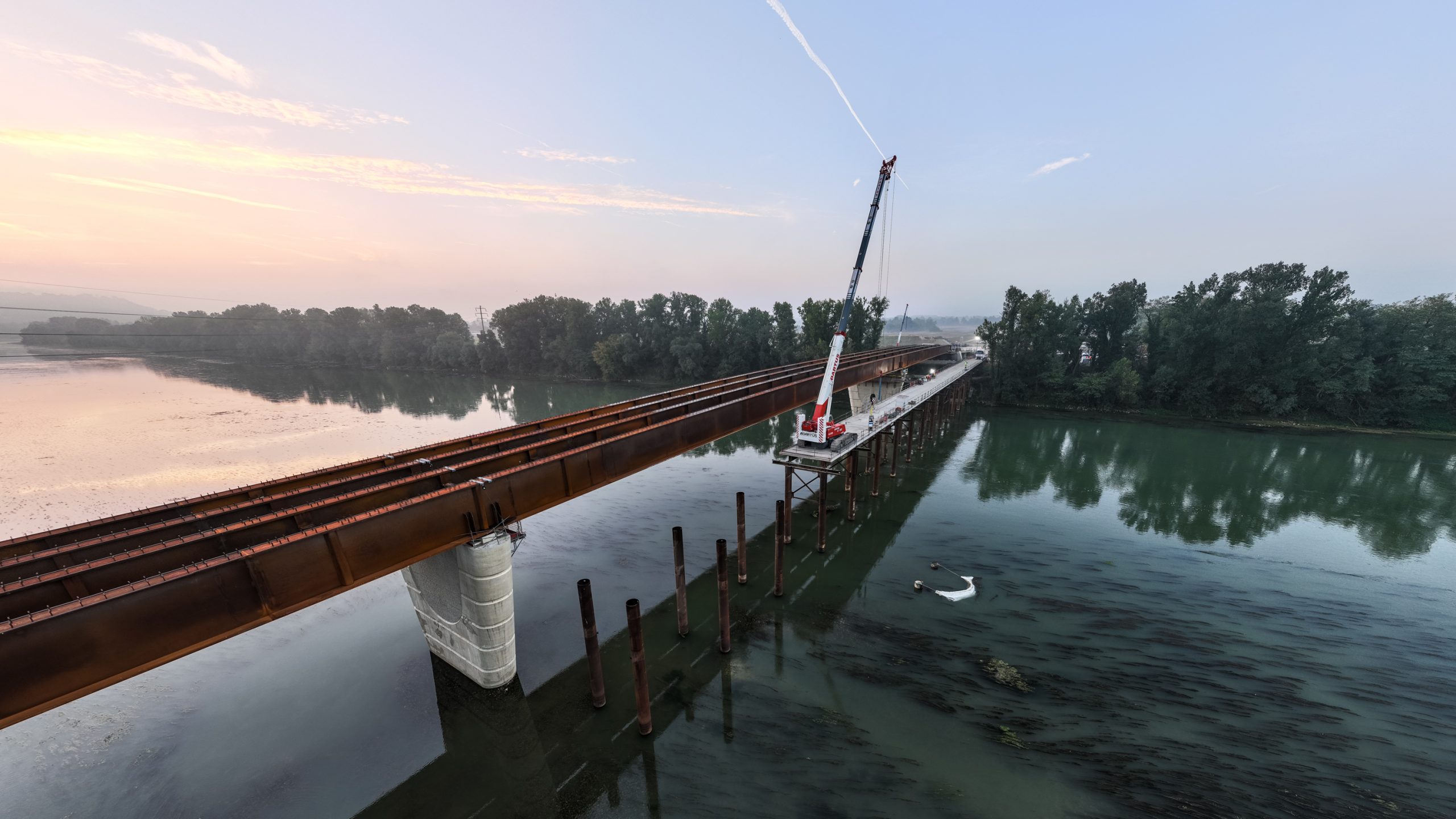Estacade et batardeaux en rivière